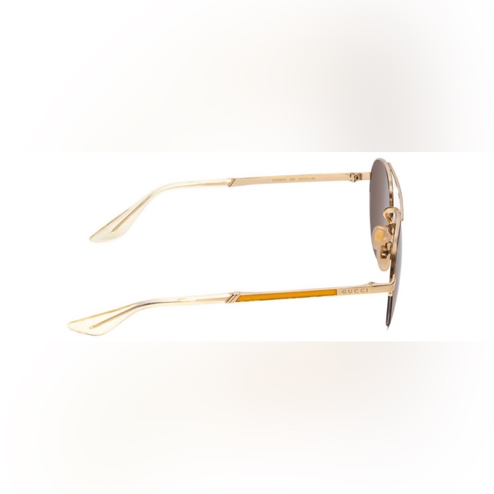GUCCI Unisex Pilot Sunglasses in Gold & Brown 53mm - GG0984S-002 - Picture 3 of 7